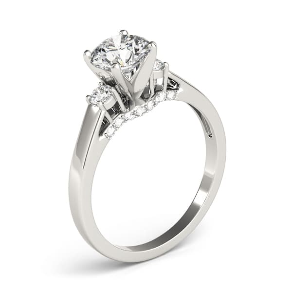 3-Stone Round Engagement Ring, style 50506, Top view in white gold or platinum