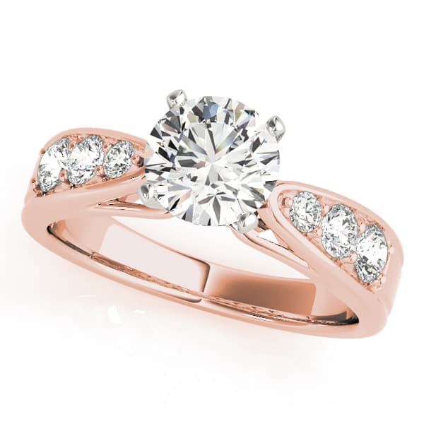 Channel Set Single Row Engagement Ring, style 50507, Front view in rose gold