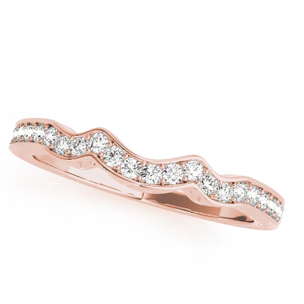 Prong In Channel Curved Wedding Band (0.15 ct. tw.), Front view in rose gold