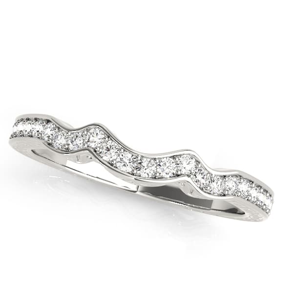 Prong In Channel Curved Wedding Band — View 1