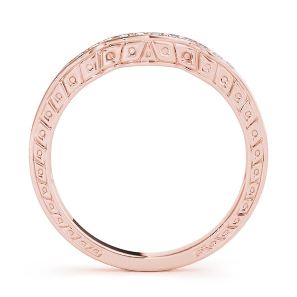 Prong In Channel Curved Wedding Band (0.15 ct. tw.), Side view in rose gold