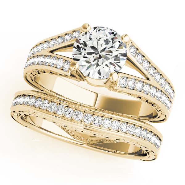 Antique Engagement Ring, style 50510, On hand view in yellow gold