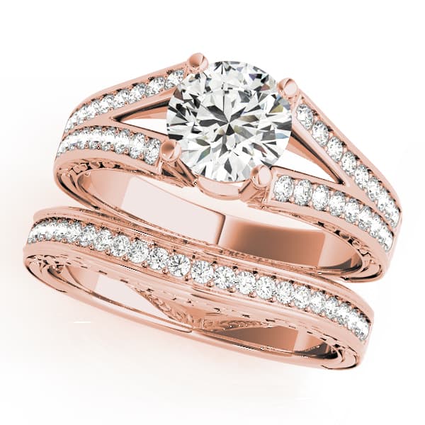 Antique Engagement Ring, style 50510, On hand view in rose gold