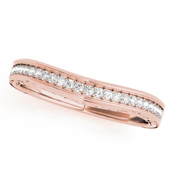 Curved Wedding Band (1/8 ct. tw.), Front view in rose gold