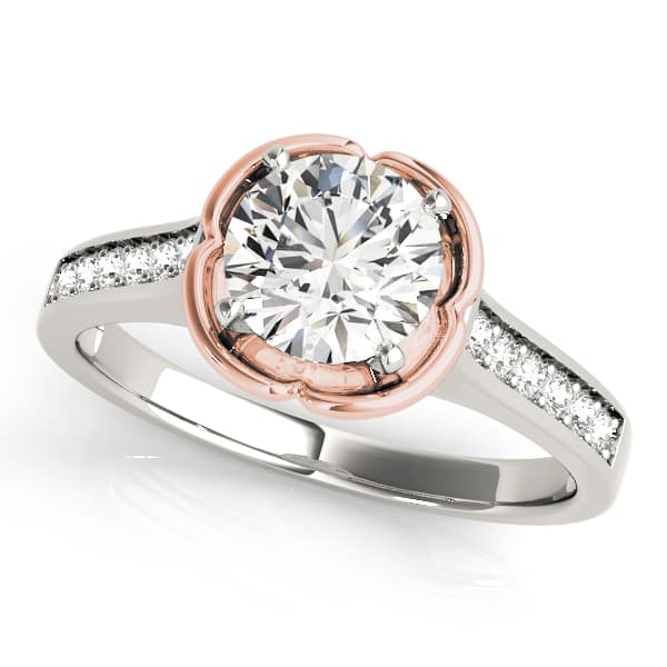 Single Row Prong Engagement Ring, style 50511, Front view in rose gold