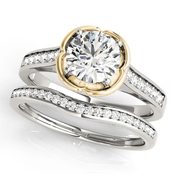 Single Row Prong Engagement Ring, style 50511, On hand view in yellow gold