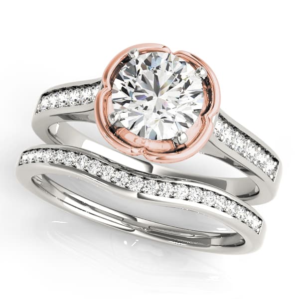 Single Row Prong Engagement Ring, style 50511, On hand view in rose gold