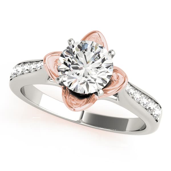 Single Row Prong Engagement Ring, style 50512, Front view in rose gold