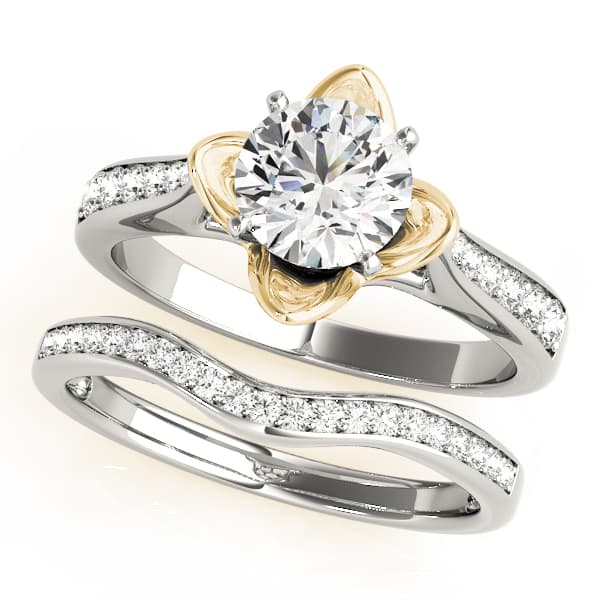 Single Row Prong Engagement Ring, style 50512, On hand view in yellow gold