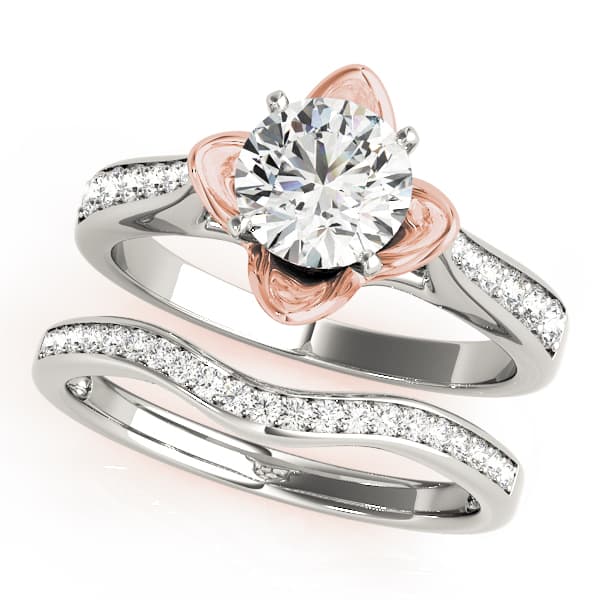 Single Row Prong Engagement Ring, style 50512, On hand view in rose gold