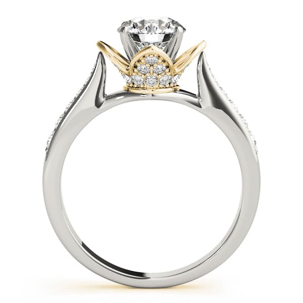 Single Row Prong Engagement Ring, style 50512, Side view in yellow gold
