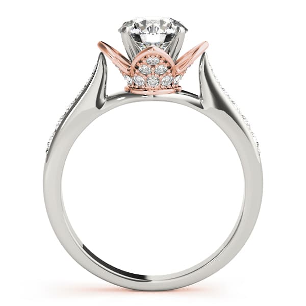 Single Row Prong Engagement Ring, style 50512, Side view in rose gold
