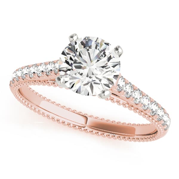 Single Row Prong Set Engagement Ring, style 50513, Front view in rose gold