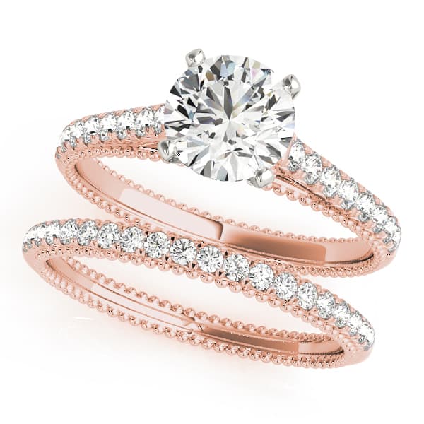 Single Row Prong Set Engagement Ring, style 50513, On hand view in rose gold
