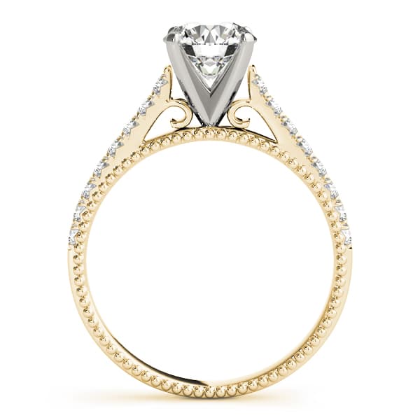 Single Row Prong Set Engagement Ring, style 50513, Side view in yellow gold