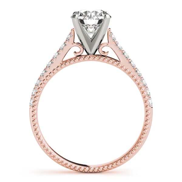 Single Row Prong Set Engagement Ring, style 50513, Side view in rose gold