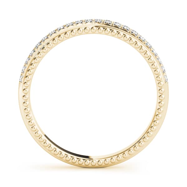 Beaded Prong Set Wedding Band (1/8 ct. tw.), Side view in yellow gold