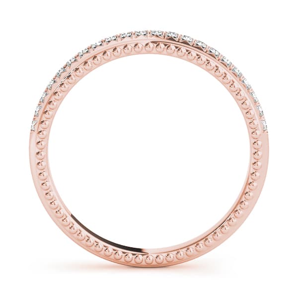 Beaded Prong Set Wedding Band (1/8 ct. tw.), Side view in rose gold