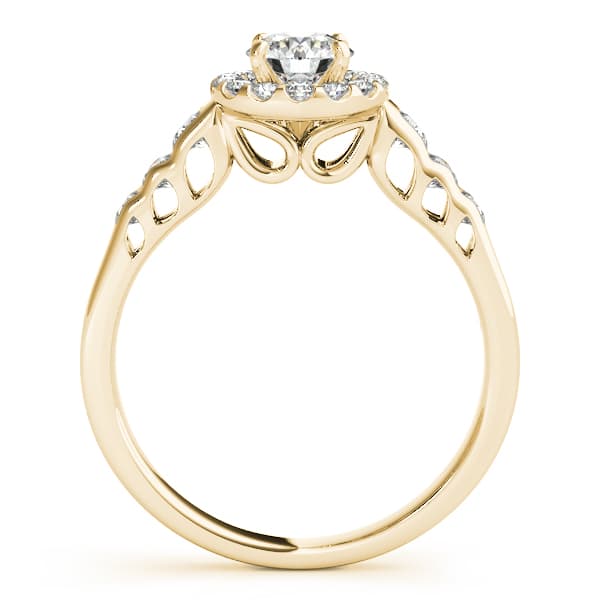 Halo Round Engagement Ring, style 50516, Side view in yellow gold