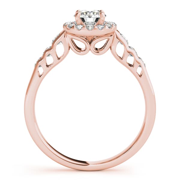 Halo Round Engagement Ring, style 50516, Side view in rose gold