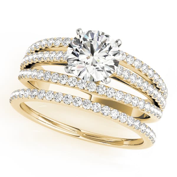 Multi-Row Engagement Ring, style 50517, On hand view in yellow gold