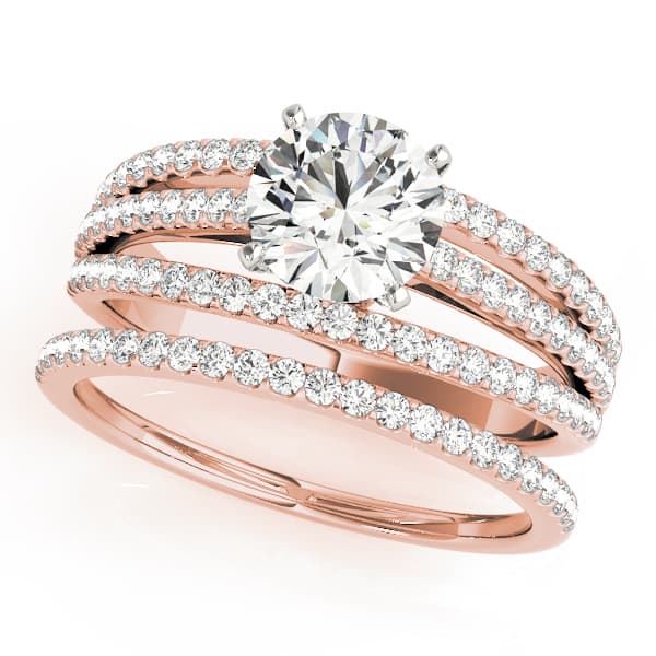 Multi-Row Engagement Ring, style 50517, On hand view in rose gold