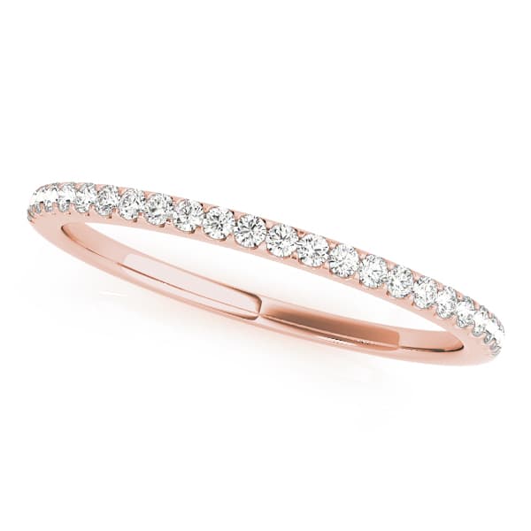 Single Row Prong Set Wedding Ring (1/8 ct. tw.), Front view in rose gold