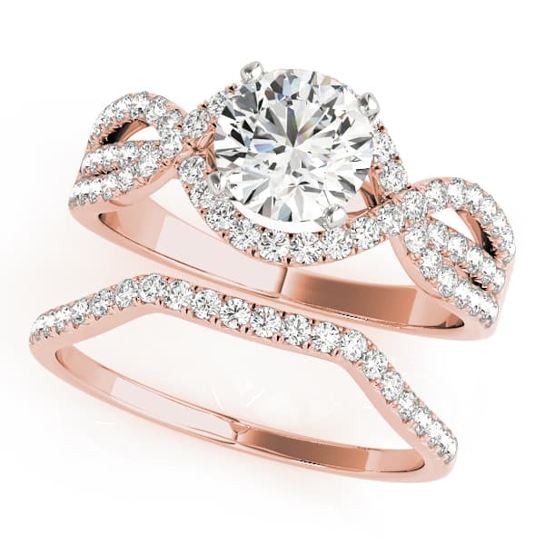 Multi-Row Engagement Ring, style 50519, On hand view in rose gold