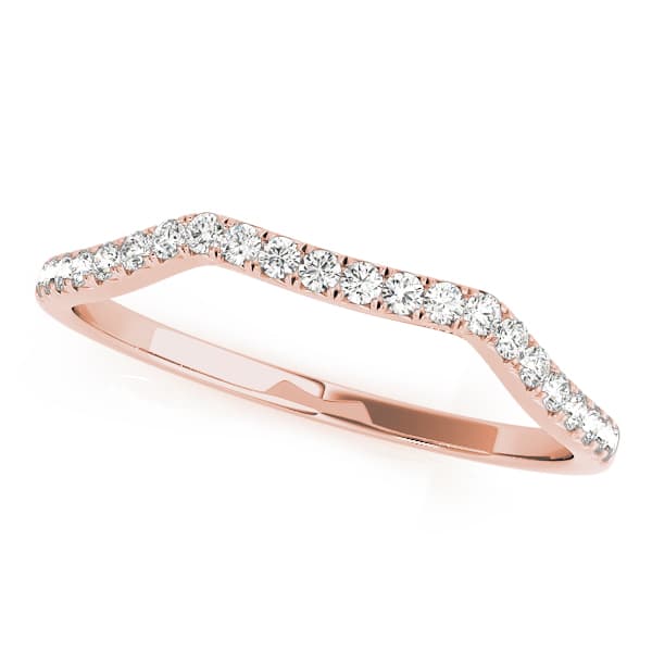 Curved Wedding Band (1/8 ct. tw.), Front view in rose gold