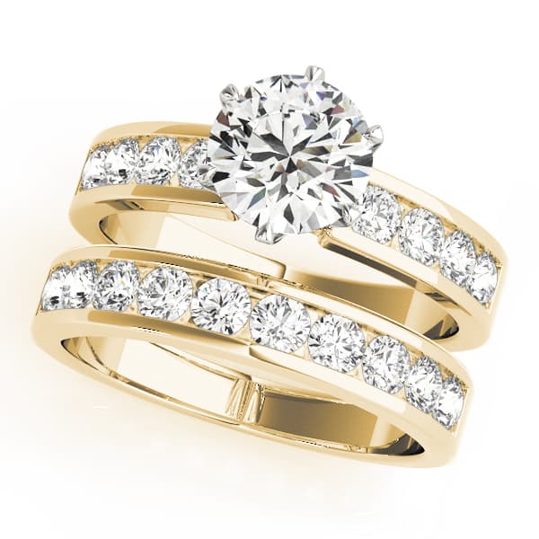 Single Row Channel Set Engagement Ring, style 50520, On hand view in yellow gold