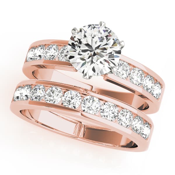 Single Row Channel Set Engagement Ring, style 50520, On hand view in rose gold