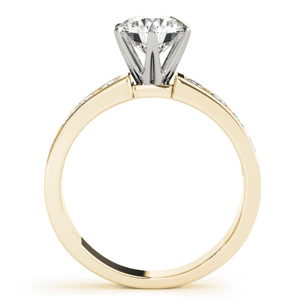 Single Row Channel Set Engagement Ring, style 50520, Side view in yellow gold