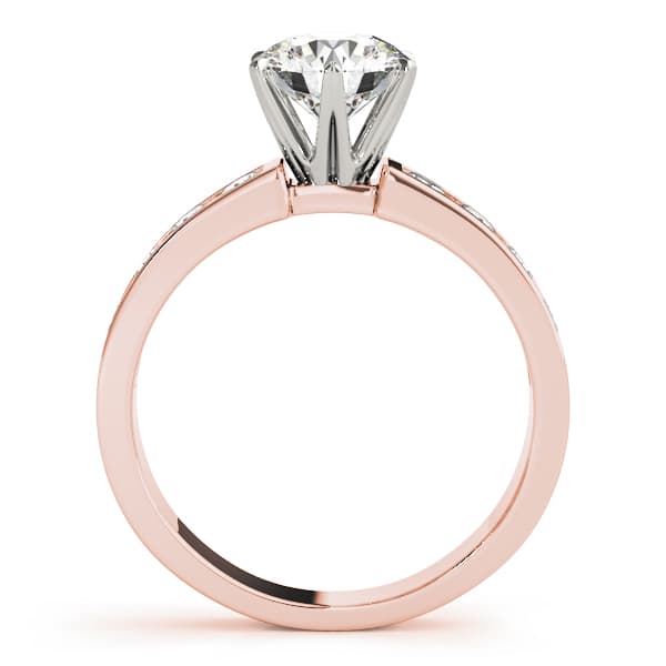 Single Row Channel Set Engagement Ring, style 50520, Side view in rose gold