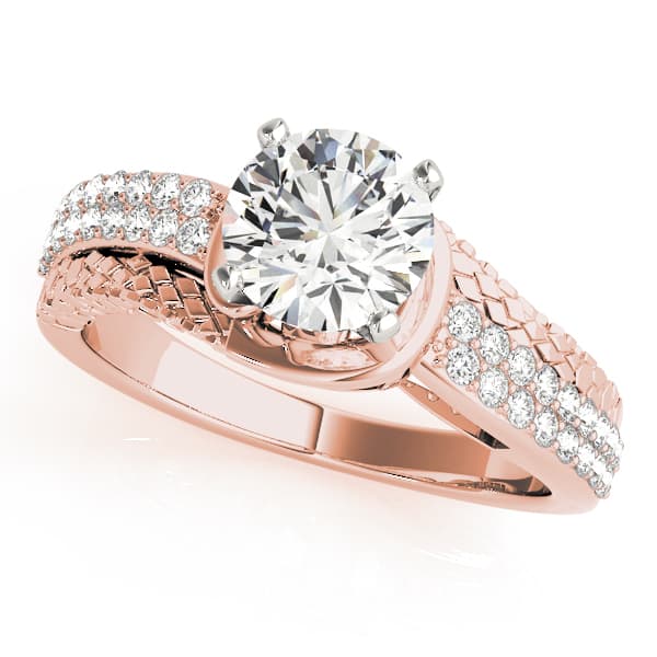 Bypass Multi-Row Pavé Engagement Ring, style 50521, Front view in rose gold