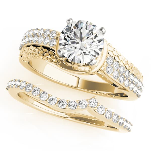 Bypass Multi-Row Pavé Engagement Ring, style 50521, On hand view in yellow gold