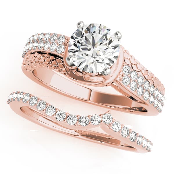 Bypass Multi-Row Pavé Engagement Ring, style 50521, On hand view in rose gold