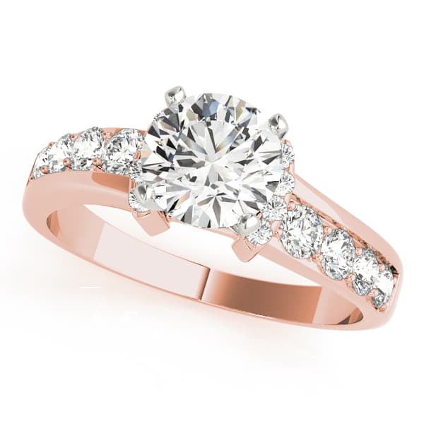 Single Row Prong Engagement Ring, style 50522, Front view in rose gold