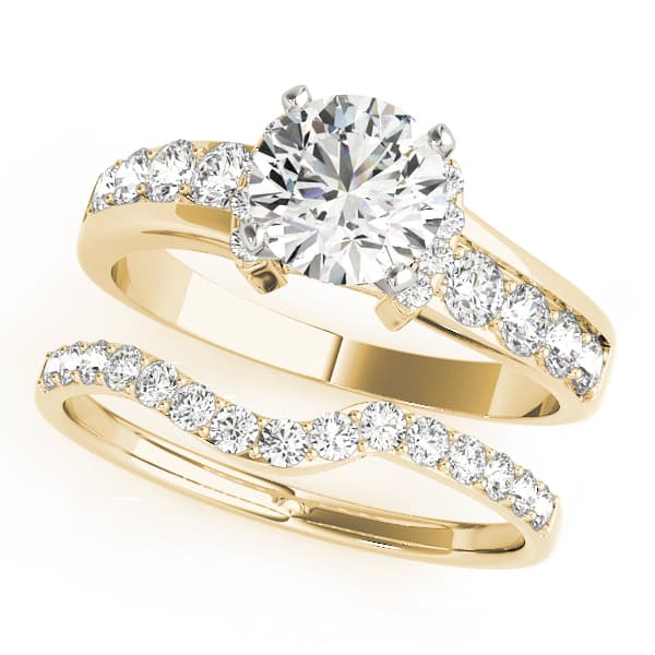 Single Row Prong Engagement Ring, style 50522, On hand view in yellow gold