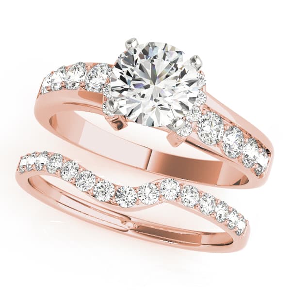 Single Row Prong Engagement Ring, style 50522, On hand view in rose gold