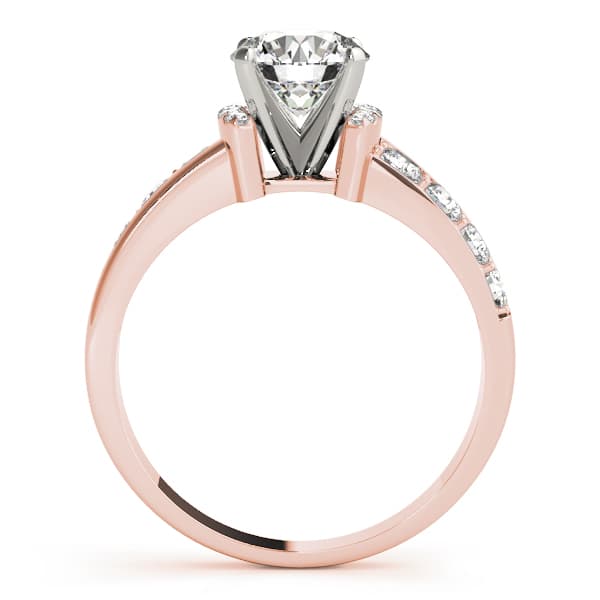 Single Row Prong Engagement Ring, style 50522, Side view in rose gold