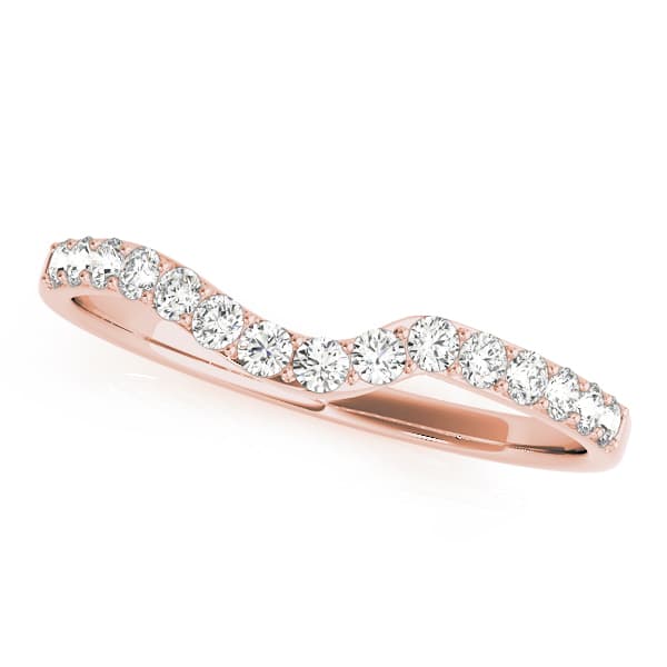 Shared Prong Curved Wedding Bands (0.22 ct. tw.), Front view in rose gold