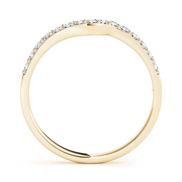 Shared Prong Curved Wedding Bands (0.22 ct. tw.), Side view in yellow gold
