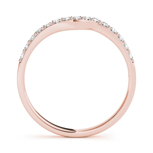 Shared Prong Curved Wedding Bands (0.22 ct. tw.), Side view in rose gold