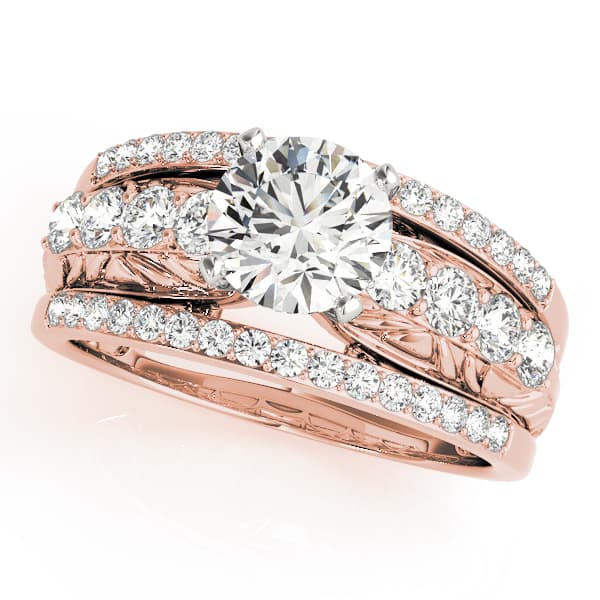 Multi-Row Filigree Engagement Ring, style 50523, Front view in rose gold