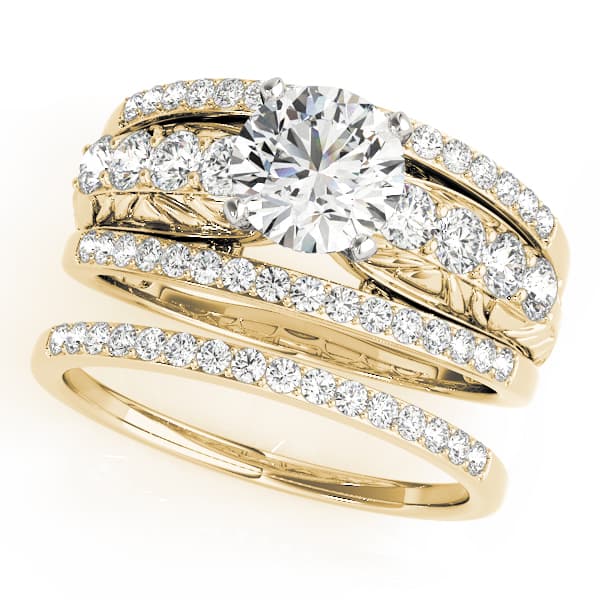 Multi-Row Filigree Engagement Ring, style 50523, On hand view in yellow gold