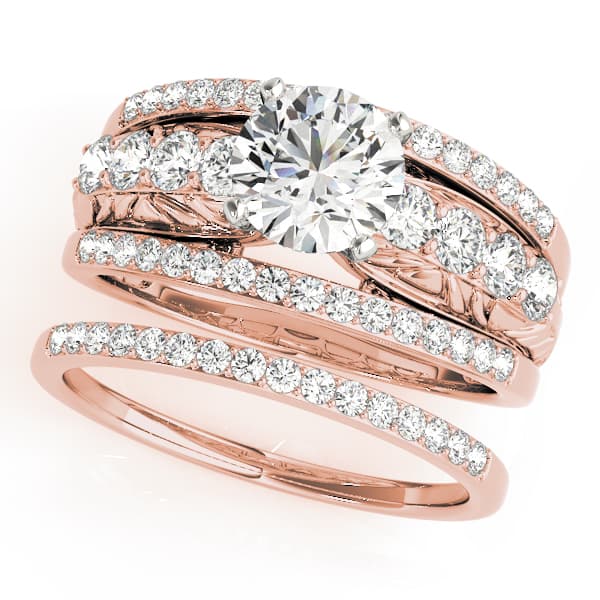 Multi-Row Filigree Engagement Ring, style 50523, On hand view in rose gold