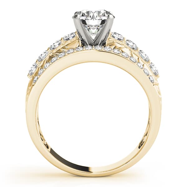 Multi-Row Filigree Engagement Ring, style 50523, Side view in yellow gold