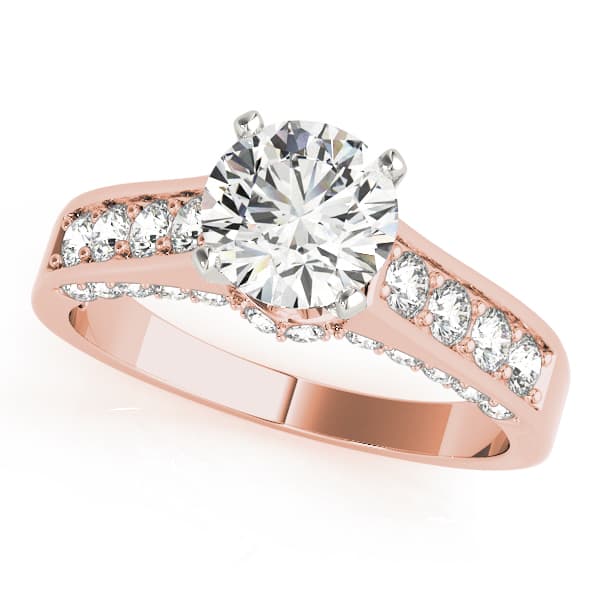 Single Row Channel Set Hidden Halo Engagement Ring, style 50525, Front view in rose gold