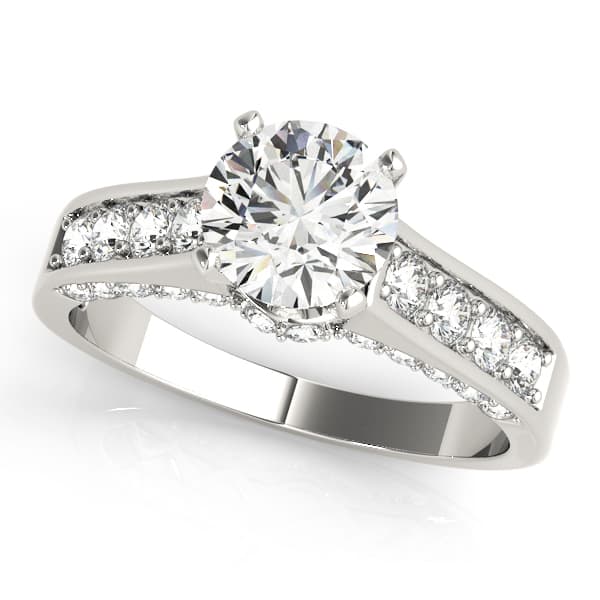 Single Row Channel Set Hidden Halo Engagement Ring — style 50525 in 10k White Gold