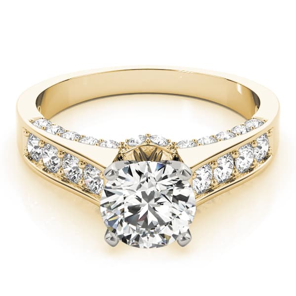 Single Row Channel Set Hidden Halo Engagement Ring, style 50525, On hand view in yellow gold